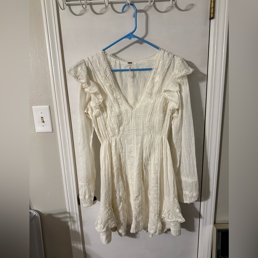 Free People Ivory Ruffle Mini Dress